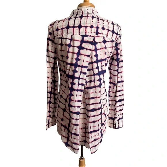 STYLUS Women's Navy and Pink Tie Dye Button Down Shirt size Medium - Picture 4 of 5